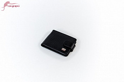 Визитница горизонтальная, на кнопке, чёрная, "под крокодил"